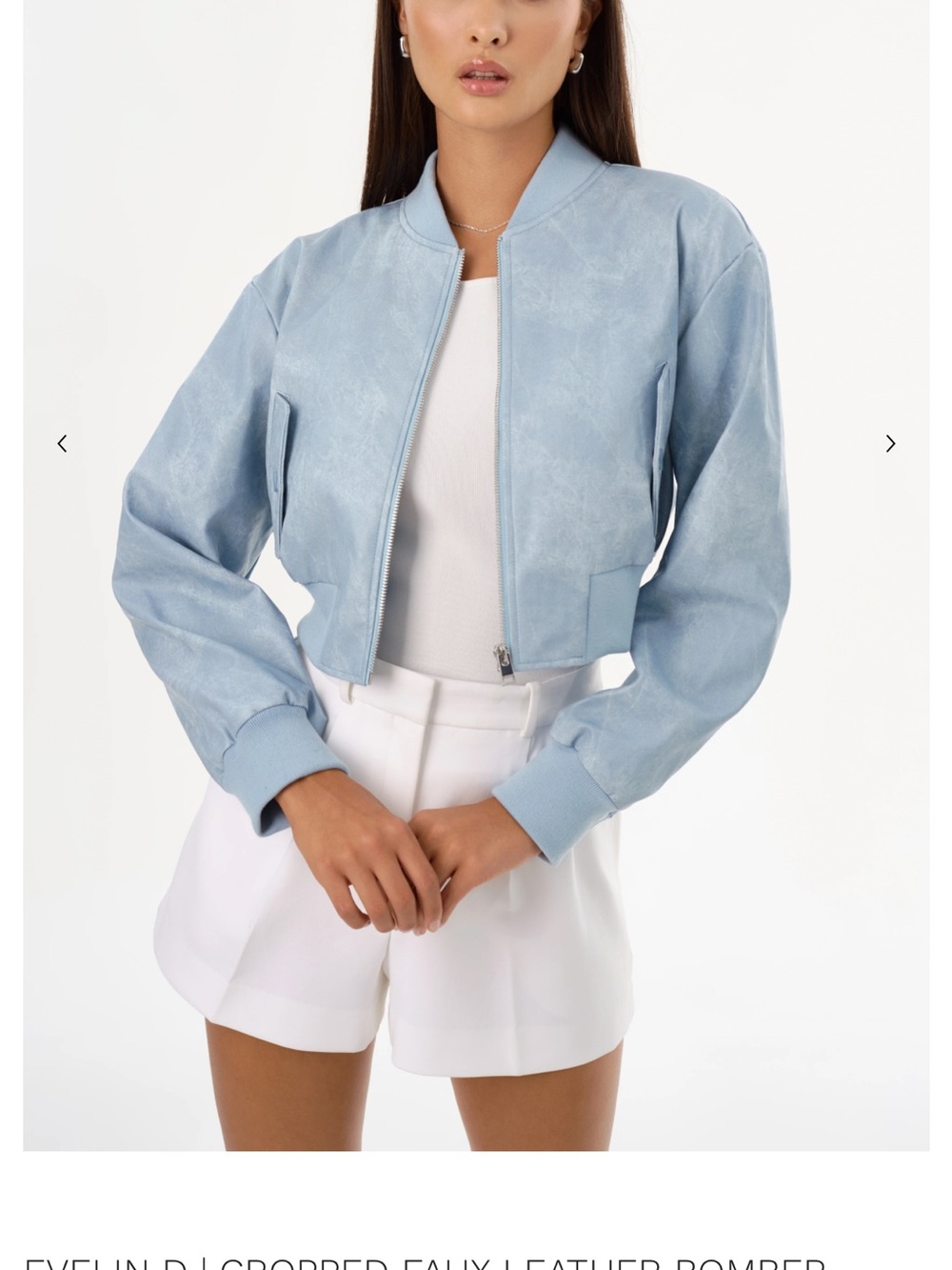 EVELIN D | CROPPED FAUX LEATHER BOMBER JACKET